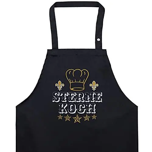 Produktbild: EXPRESS-STICKEREI BBQ Grillschürze - Lustige Kochschürze für Grillfans - Verstellbare Latzschürze für Männer/Frauen - Küchenschürze mit Spruch Sternekoch - Kochschürze