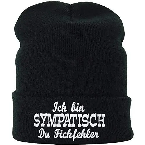 Produktbild: EXPRESS-STICKEREI Lustige Strickmütze - Warme Wintermütze mit Spruch Ich Bin sympathisch du Fi**Fehler - Beanie für Damen und Herren - Unisex Wollmütze - Haube mit Spruch
