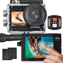Produktbild: Exprotrek Action Cam 4K Unterwasserkamera Wasserdicht 40M Ultra HD 20MP Kamera 170 ° Ultra-Weitwinkel WiFi Camcorder EIS Stabilisierung mit Dual 1350 mAh Akku