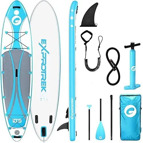 Produktbild: Exprotrek Stand Up Paddling Board, aufblasbares SUP Board, Stand Up Paddle Board Set, 6 Zoll dick für alle Schwierigkeitsgrade mit Paddel und komplettem Zubehör (200KG MAX)