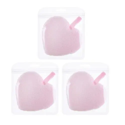 Produktbild: EXQUIMEUBLE 3stücke Waschbare Make-up Entfernungspads Herzform Gesichtsreinigungspuffs Kosmetikbedarf Für Damen Rosa Mit Puderquaste Reinigungspads Abschminkpads Waschbar Wiederverwendbar