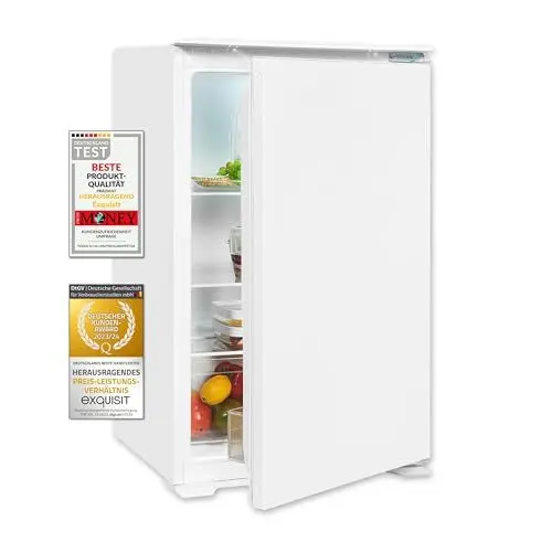 Produktbild: Exquisit EKS131-V-040F EEK: F Einbau Kühlschrank ohne Gefrierfach, Nischenhöhe 87,8cm, 129L, Schlepptürtechnik, LED, weiß