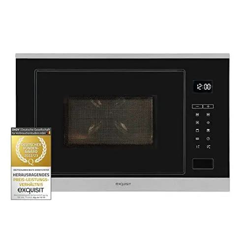 Produktbild: Exquisit EMW25-G-020 Inox | 60cm Einbaumikrowelle | Grillfunktion | Touch | Timer | Schnellstart