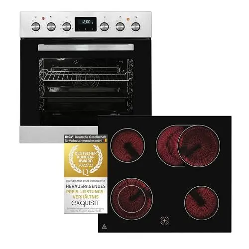 Produktbild: Exquisit Herdset EHE185-HBZ-020-Set inox | Herd mit Backofen 75 L Garraum | 9 Programme | EEK A | LED | Edelstahl Design