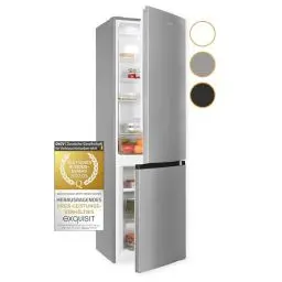 Produktbild: Exquisit Kühl-Gefrierkombination KGC265-70-NF-040C inoxlook | 253 L Volumen | Kühl Gefrierkombination No-frost | Türanschlag wechselbar | Kühlgefrierkombination freistehend