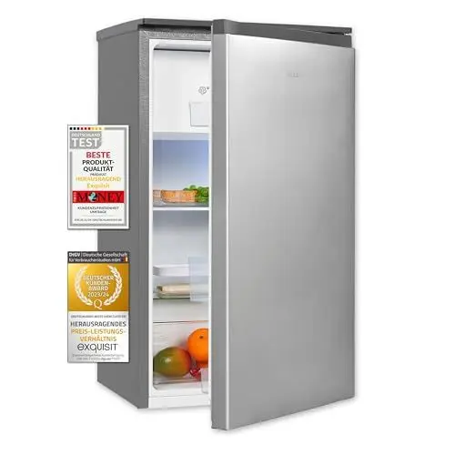 Produktbild: Exquisit Kühlschrank KS117-3-010E silber | Kühlschrank mit Gefrierfach freistehend 82 l Volumen | Gemüsefach | Freistehender Kühlschrank mit Gefrierfach