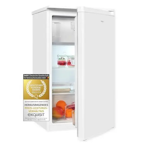 Produktbild: Exquisit Kühlschrank KS117-3-040D weiss | 81 L Volumen | Kühlschrank mit Gefrierfach freistehend | Gemüsefach | Freistehender Kühlschrank mit Gefrierfach