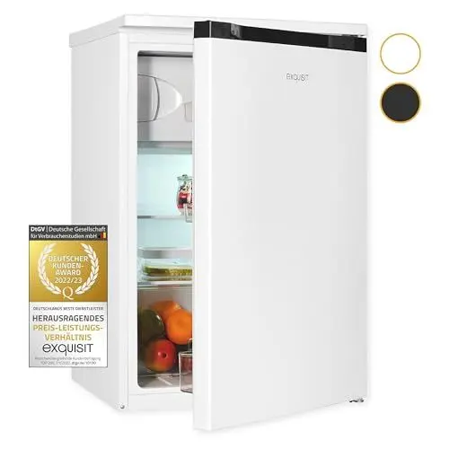 Produktbild: Exquisit Kühlschrank KS16-4-051C weiss | 107 L Volumen | Kühlschrank mit Gefrierfach freistehend | Gemüsefach | Freistehender Kühlschrank mit Gefrierfach
