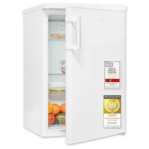 Produktbild: Exquisit Kühlschrank ohne Gefrierfach, 133 Liter, LED-Innenbeleuchtung, 3 Glasablagen, manuelle Temperaturregelung, wechselbarer Türanschlag, KS516-V-H-010C weiss