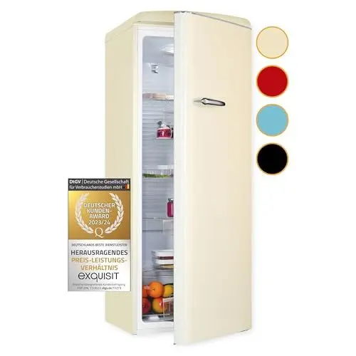 Produktbild: Exquisit Retro Vollraumkühlschrank RKS325-V-H-160E magnolienweiss | Nutzinhalt: 225 L | Retro-Design | Türablagen & Glasablagen | Ohne Gefrierfach