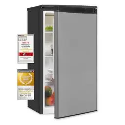 Produktbild: Exquisit Vollraumkühlschrank KS585-V-090E inoxlook | Nutzinhalt: 75 L | LED-Beleuchtung | Glasablagen | Ohne Gefrierfach