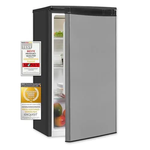 Produktbild: Exquisit Vollraumkühlschrank KS585-V-090E inoxlook | Nutzinhalt: 75 L | LED-Beleuchtung | Glasablagen | Ohne Gefrierfach