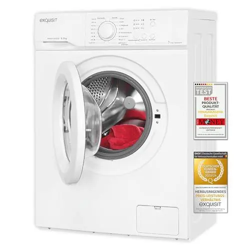 Produktbild: Exquisit Waschmaschine 6kg, Energieeffizienzklasse A, max. 1000 U/min, ECO 40-60, Kurzprogramm, Kindersicherung, Höhenverstellbare Füße, 16 Waschprogramme, WA56110-020E weiss