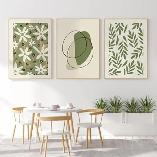 Produktbild: EXQULEG 3er Poster Set, Grün Wenig frisch Wandkunst Leinwandbilder Wandbilder Ohne Rahmen Wandposter Moderne Bilder Wohnzimmer Schlafzimmer (Stil A,13x18cm)