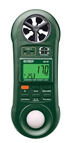 Produktbild: Extech Hygro-Thermo-Anemometer-Belichtungsmesser, 1 Stück, 45170