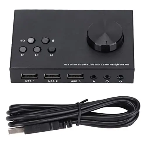 Produktbild: Externe USB-Soundkarte, USB-Soundadapter 3,5-mm-Schnittstelle Multi-Mode-Design Multiple EQ-Soundkonvertierung Audioadapter für Wind/OS X-Systeme