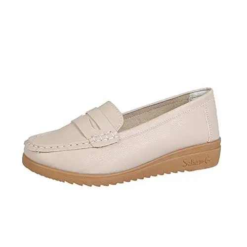 Produktbild: Extra Breite Schuhe Damen High Heels Weiß Sandalen Einfarbig Atmungsaktives Flache Lässige Einzelne Schuhe Sandalen Mit Fussbett Damen Mules Damen (Beige, 41)