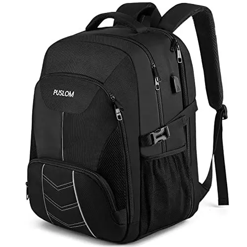 Produktbild: Extra Großer Rucksack Herren 55L Wasserdicht 18.4 Zoll Laptoptasche Arbeit Laptop mit USB Ladeanschluss Anti Diebstahl Business Reisen Schulrucksack für Männer Frauen Jungen Teenager Schwarz