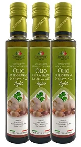 Produktbild: Extra Natives Olivenöl mit natürlichen Knoblaucharoma - 3x250 ml - Italienisches Knoblauch Olivenöl in höchster Qualität - TrentinAceti - kaltgepresst