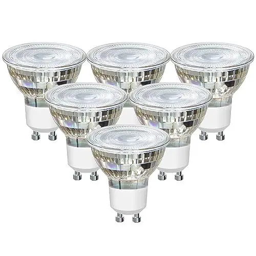 Produktbild: EXTRASTAR GU10 LED Lampenschirm aus Glas Warmweiss, 5W Ersetzt 60W Halogenlampen, 425 LM, 3000K Birnen, Abstrahlwinkel 38 Grad, Nicht Dimmbar Reflektorlampe, 6 Stück