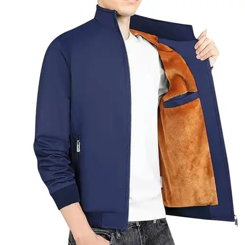 Produktbild: Jacke Herren lang Trainingsjacke Herren Steppjacke Herren Winter Puffer Winterjacke Herren Jacket Men Fleece Kapuzen Sweatshirt für Herren Kurzmantel Herren Winter Steppjacke Herren