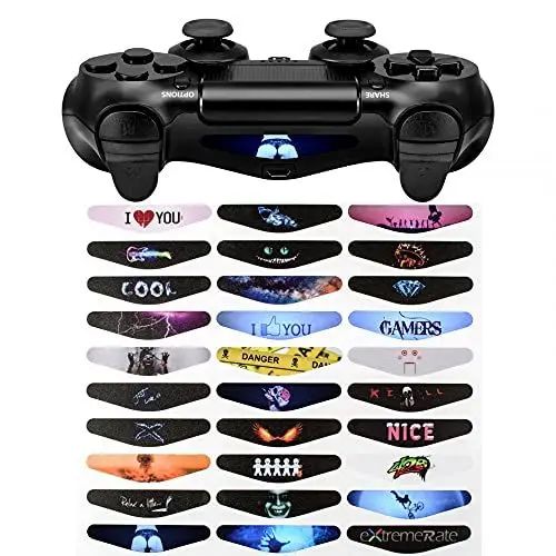 Produktbild: eXtremeRate 30 Stücke Stickers Light Bar Decal Aufkleber Sticker Skin Licht Bar Abziehbild kompatibel mit ps4 Pro Slim Controller