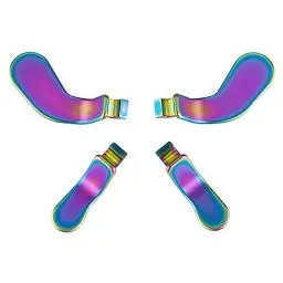 Produktbild: eXtremeRate 4 Pcs Metal Trigger Paddles Set für Xbox One Elite Series 2 Controller, Edelstahl Rückpaddles Tasten Zubehör für Xbox Elite Series 2-Core Controller-Regenbogen Aura Blau Lila