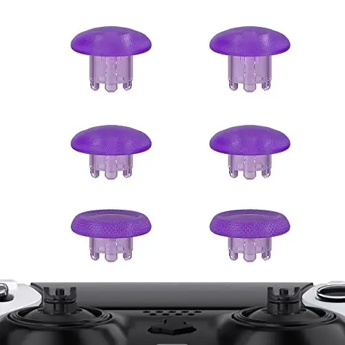 Produktbild: eXtremeRate 6 in 1 Austauschbar Thumbsticks für ps5 Edge Controller, Ergonomische Analogsticks Joysticks Kappen Aufsätze für ps5 Edge–Transparent Lila (Controller&Joystick-Basis Nicht enthalten)