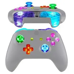 Produktbild: eXtremeRate DTF2.0 LED Licht Kit für Xbox One S/X Controller, RGB LED Kabel & Tasten Set, DIY-Ersatz D-Pad/ABXY/Menü/View Button/Sticks, Leucht Zubehör für Xbox One S/X Modell 1708-Transparent