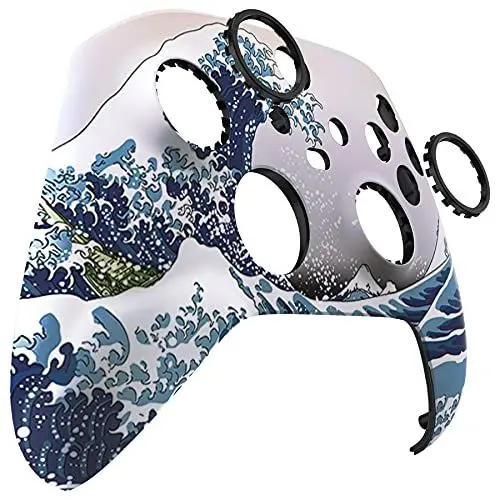 Produktbild: eXtremeRate Faceplate & Akzentringen für Xbox Series X/S Controller, DIY-Ersatz Front Hülle & Accent-Ring Set, Skin Case Gehäuse Ersatzteil für Xbox Core Controller Modell 19144-Welle