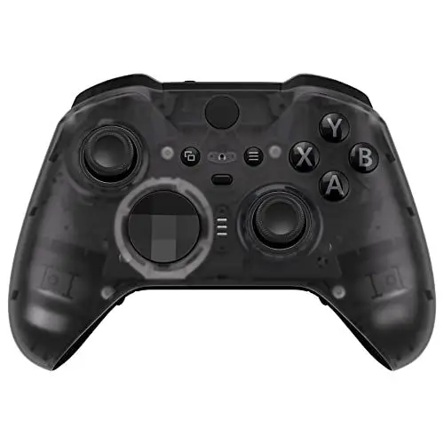 Produktbild: eXtremeRate Front Case für Xbox Elite Series 2/Series 2-Core Controller,DIY-Ersatz Hülle&Thumbstick Accent Ring Gehäuse Shell Zubehör für Xbox Elite V2 V3 Gamepad Modell 1797-Transparent Schwarz