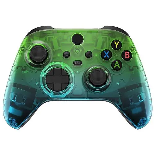 Produktbild: eXtremeRate Front Gehäuse für Xbox Series X&S Controller, DIY-Ersatz Vorderseite Hülle Zubehör Set, Custom Case Shell für Xbox Core Controller Model 1914-Transparent Grün Blau(KEIN Gamepad)