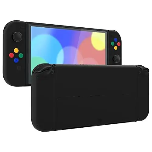 Produktbild: eXtremeRate Full Gehäuse für Nintendo Switch OLED, DIY-Ersatz Joycon/Konsole Case & Kickstand & Tasten Set, Custom Abdeckung Zubehör für Switch OLED Joy Con Console-Schwarz
