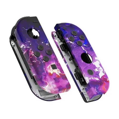 Produktbild: eXtremeRate Joycon Case & Buttons, DIY-Ersatz Gehäuse & Ersatzknöpfe Tasten, Grips Shell Hülle Umbau Set für Nintendo Switch/Switch OLED Joycon Controller-Surreale Lava (KEIN Joy Con)