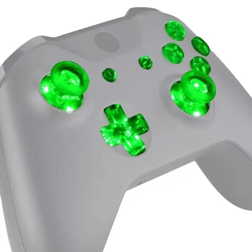 Produktbild: eXtremeRate LED Taste für Xbox One Controller, Bleuchtung Knöpfe Buttons D-pad Thumbsticks ABXY Buttons Menü-/Ansicht-Tasten LED Licht Kit für Xbox One Standard S X Controller(DTF)-Leuchttasten