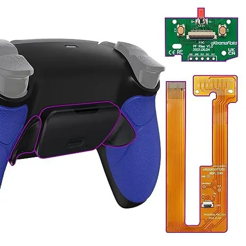 Produktbild: eXtremeRate Programmierbares Rise Remap Kit für ps5 Controller BDM-030/040/050, Remap Platine & Gummiert Griff Rücken Gehäuse/Case & Rise Rücktasten Paddles für ps5-Berliner Blau