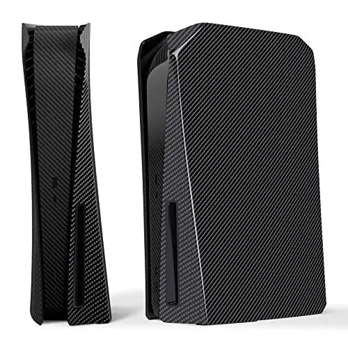 Produktbild: eXtremeRate Re-Design eXcover Shell für ps5 Konsole Disc Edition, Intergriert Abdeckung Seitenplatten&Mittel Aufkleber Ersatzteile für ps5 Disc Version Console(Carbon Fiber)–Keine Konsole