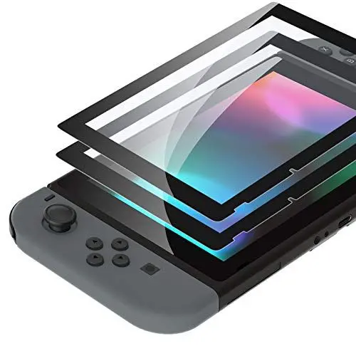Produktbild: eXtremeRate Schutzfolie für nintendo Switch(2 Stück),Panzerglas Schutzfolie Displayschutzfolie Folie Panzerglasfolie für nintendo Switch(Kratzfest,Anti-Fingerabdruck,Bruchsicher,Blasenfrei)-Schwarz