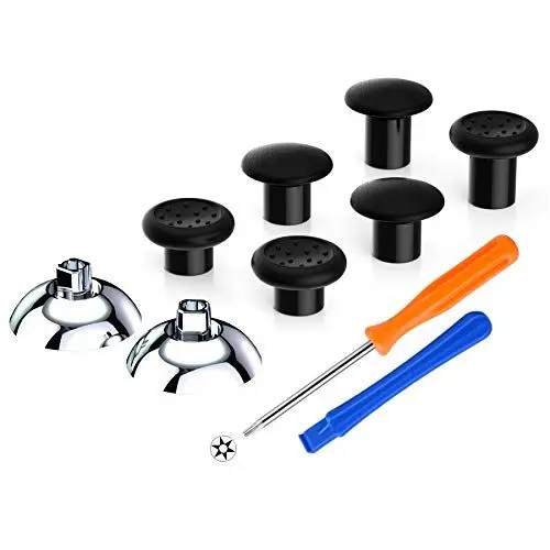 Produktbild: eXtremeRate Thumbsticks für Xbox Series X/S, für Xbox One Standard/S/X/Elite V1 Controller, 6 in 1 Ergonomische Analogsticks Sticks Aufsätze Joystick Zubehör-Chrome Silber(ThumbsGear)
