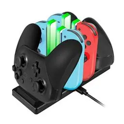 Produktbild: EXTSUD 6 in 1 Switch Controller Ladestation Pro Controller Ladegrät mit 4 Slots für Joy-Con und Typ-C USB Port für Switch Konsole/Pro Controller/Typ-C Geräte Dock