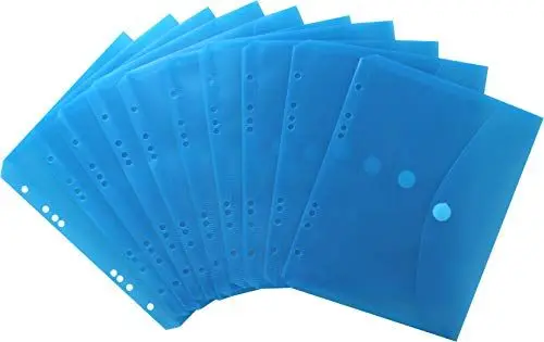 Produktbild: EXXO by HFP 35026 Dokumententaschen Sammelmappen Sichttaschen A5 quer transparent blau - Dokumentenmappe zum Abheften mit EURO-Lochung, Abheftrand, Klappe und Klettverschluss - 10 Stück