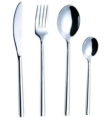 Produktbild: Exzact Besteck aus Geschmiedetem Edelstahl 16 Stück - 4 x Tafelgabeln, 4 x Tafelmesser, 4 x Abendessen Löffel, 4 x Teelöffe (EX963 x 16)