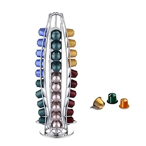 Produktbild: Exzact Kaffeekapselhalter kompatibel für Nespresso (40 x Kapseln) - Ständer für Kaffeekapseln NESPRESSO Kaffeepad - 360° Drehbar und Rutschfest - Kapselhalter/ Kapseldispenser/ Kapselständer