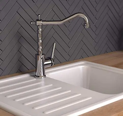 Produktbild: EYCKHAUS 19290 OXFORD Spültischarmatur, Wasserhahn Küche mit Energiesparfunktion, 360° schwenkbarer Auslauf, Ideal für Doppelspülbecken Chrom