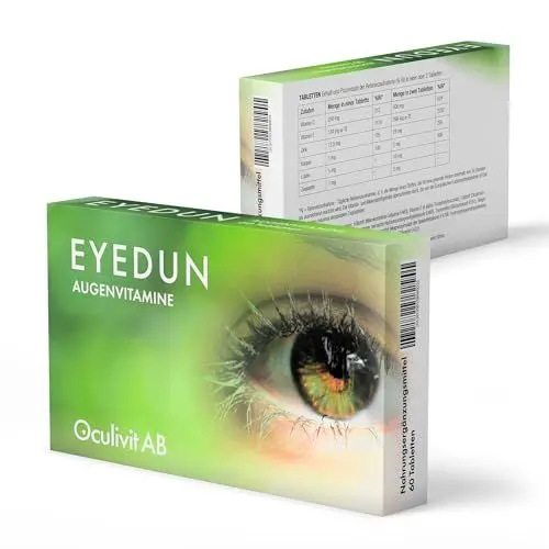 Produktbild: EYEDUN Augenvitamine - Multivitamine und Mineralstoffe mit Vitamin C, Vitamin E, Kupfer & Zink - Stärkt die Sehkraft - Nahrungsergänzungsmittel mit Antioxidantien - 60 Tabletten