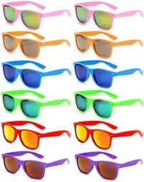 Produktbild: Eyegla 12 Stücke Bunte Neon Party Sonnenbrillen Set Vintage Coole Lustige Party Brillen Für Damen Herren und Kinder, S