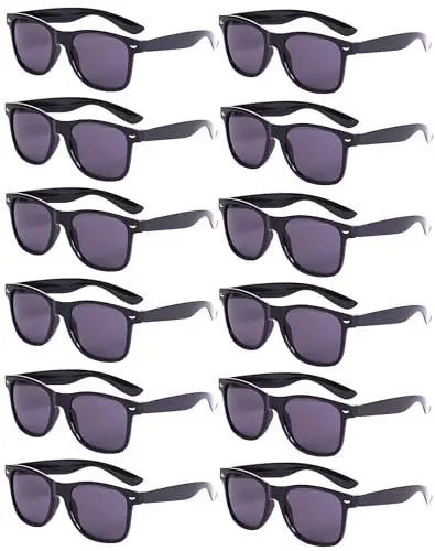 Produktbild: Eyegla 12 Stücke Unisex Retro Party Brillen Neon Farbe Lustige Party Sonnenbrillen Für Damen Herren (schwarz)