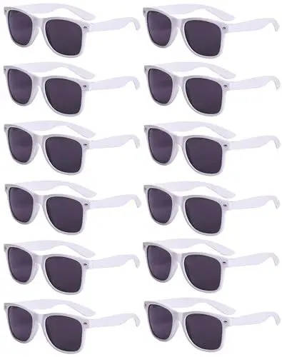 Produktbild: Eyegla 12 Stücke Unisex Retro Party Sonnenbrillen Neon Farbe Lustige Party Brillen Für Herren Damen, Weiß, S