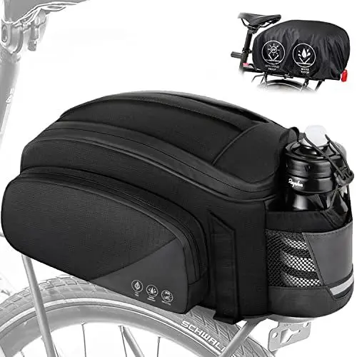Produktbild: Eyein Fahrrad Gepäckträgertasche, 12L wasserdichte & reflektierend Fahrradtasche für Gepäckträger, multifunktionaler Umhängetasche und Handtasche mit Regenschutz für Pendeln, Schwarz (Schwarz-12L)