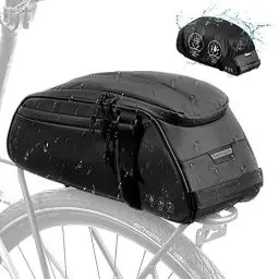 Produktbild: Eyein Fahrrad Gepäckträgertasche, 8L wasserdichte & reflektierend multifunktionaler Fahrradtaschen für Gepäckträger, Mehrere Fächer Umhängetasche Tragetasche für Pendler mit Regenschutz (Schwarz-8L)